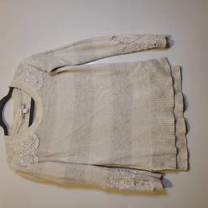 LC LAUREN CONRAD RUNWAY STRIPED LACE SWEATER - S
